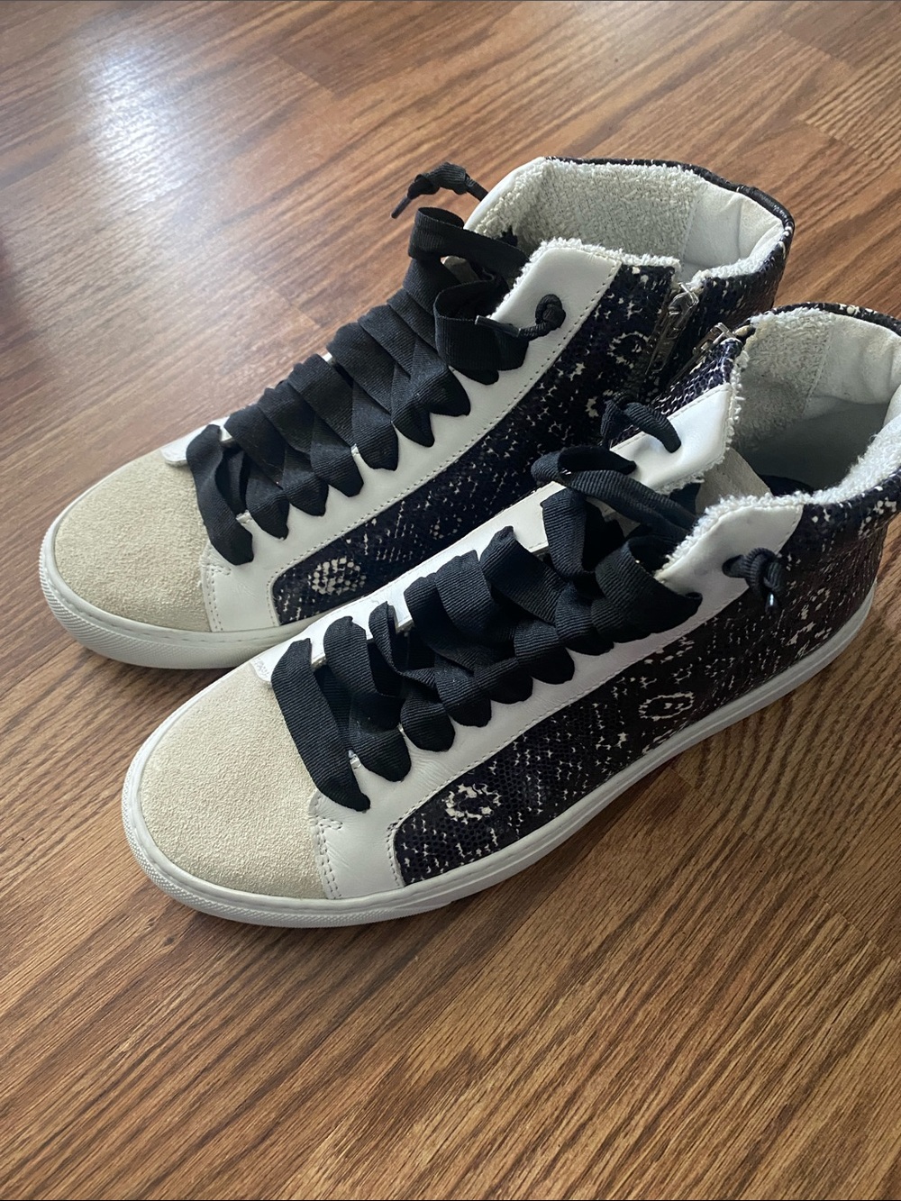 P448 High-Top Casual Sneakers in Black and Cream made in Italy Sz. 41